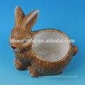 Ceramic flower pot with rabbit design for decro